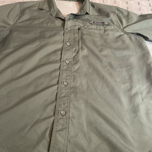 Eddie Bauer Button Down Shirt Mens L Green Performance Vented Hiking Fishing - Picture 4 of 12